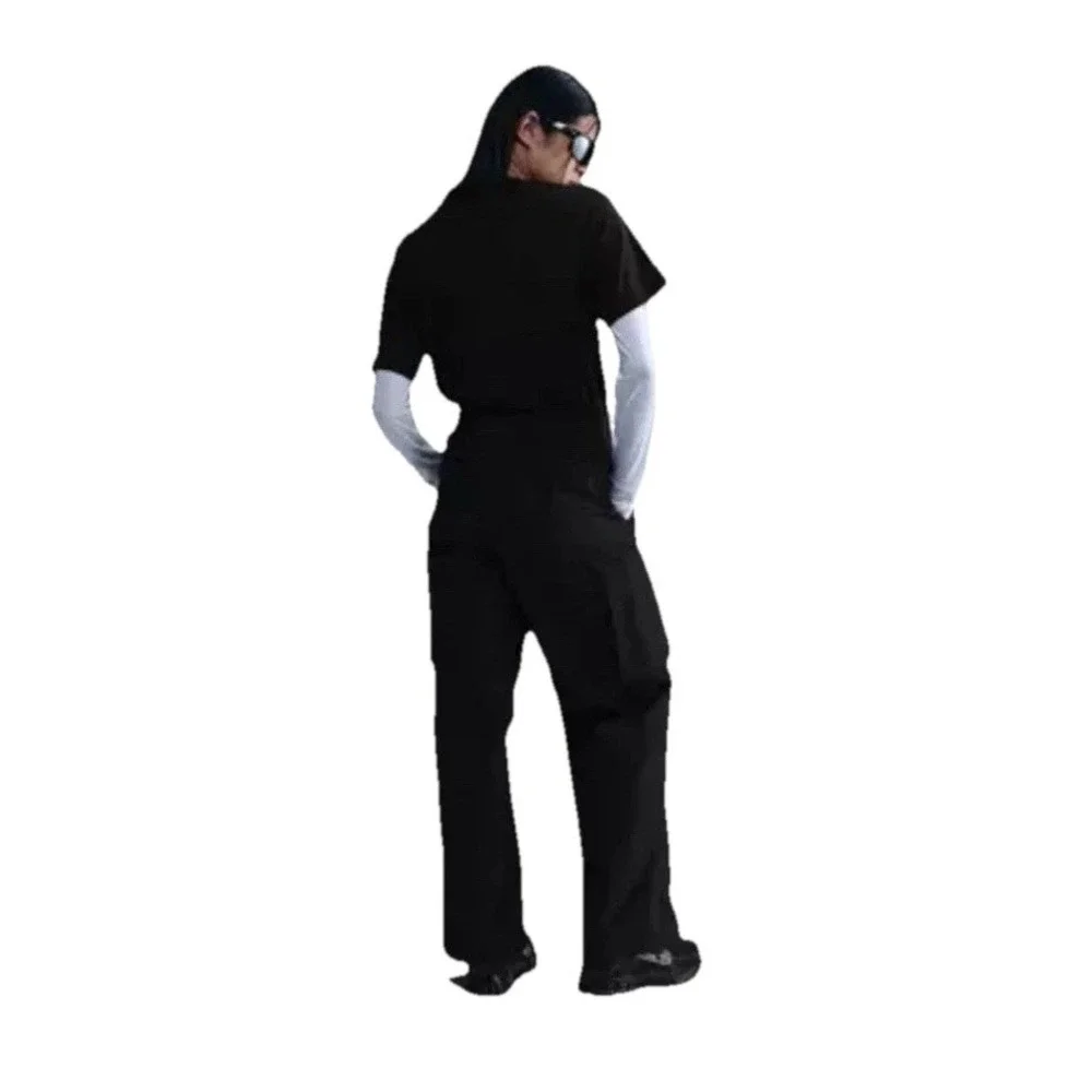 Nike Women's Black Cargo Pants Elastic Waist Pockets Logo Size Medium